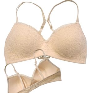 Aerie Floral Blush Bra 32C No Underwire!